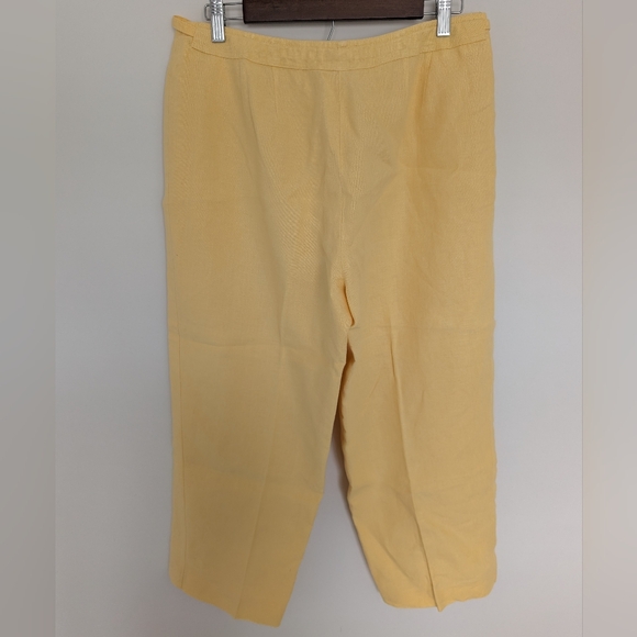 VTG Talbots Irish Linen Butter Yellow Minimalist Classic Crop Style Pants 14 - Picture 4 of 13